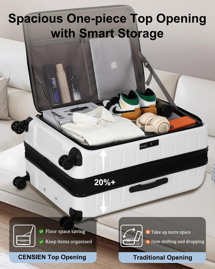 Compact yet spacious unisex expandable carry-on, hardshell, front pocket, TSA lock for travel.