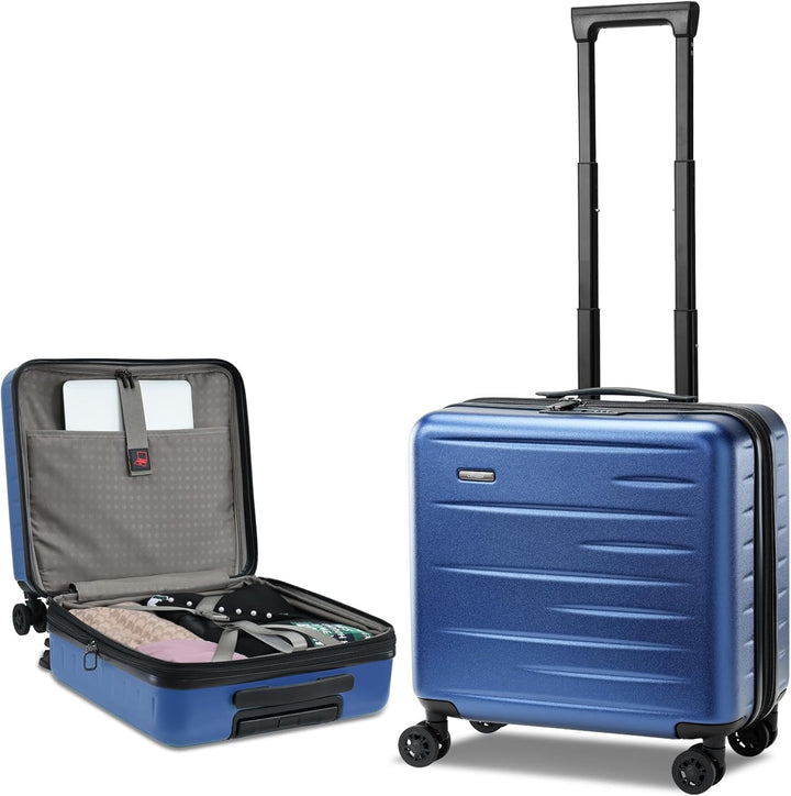 Smart travel unisex expandable hardshell carry-on, front pocket for tech, TSA lock.