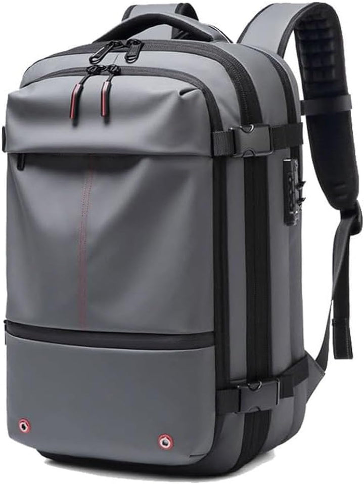 Versatile unisex travel luggage backpack with expansion, anti-theft security, and wet storage.