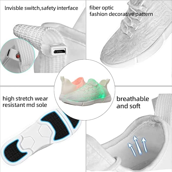 Vibrant unisex LED light up sneakers with fiber optic technology. Glow shoes perfect for festivals, parties, & events.