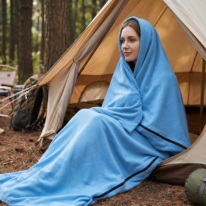 Unisex fleece envelope sleeping bag for camping. Soft, warm, lightweight liner for travel & hiking.