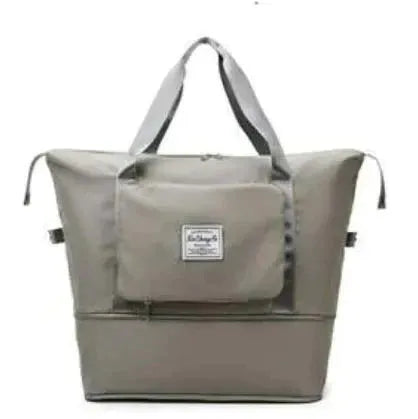 Stylish unisex FlexCarry foldable duffel bag, perfect for travel, gym, or as a personal item.