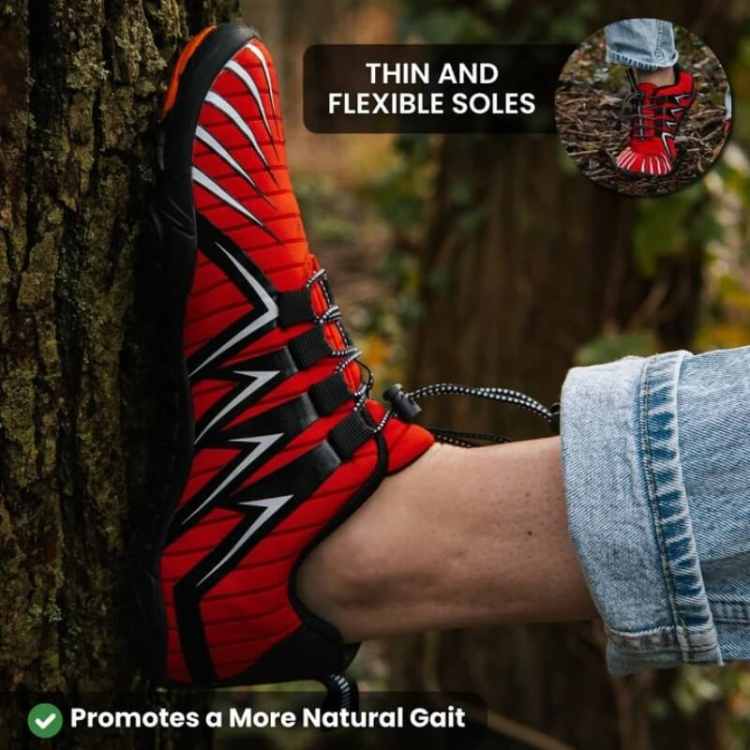 Pair of black athletic barefoot shoes for men and women, non-slip sole