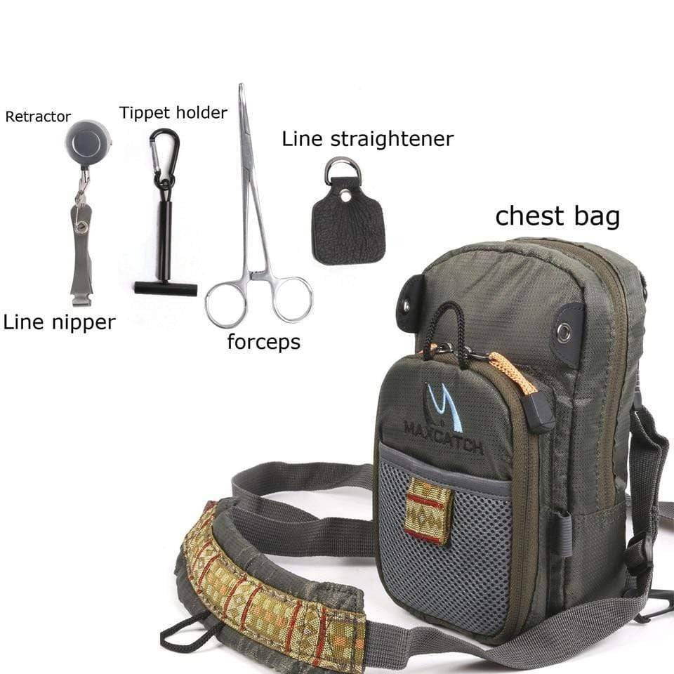 Fly fishing bag for anglers, robust construction with essential fishing tools and accessories.