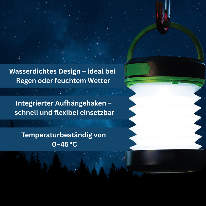 Foldable LED solar lantern, versatile outdoor gear for camping essentials