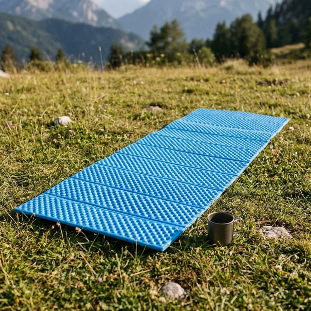 Unisex foldable camping mat for outdoor comfort & insulation. Ultralight XPE foam sleeping pad, backpacking essential.