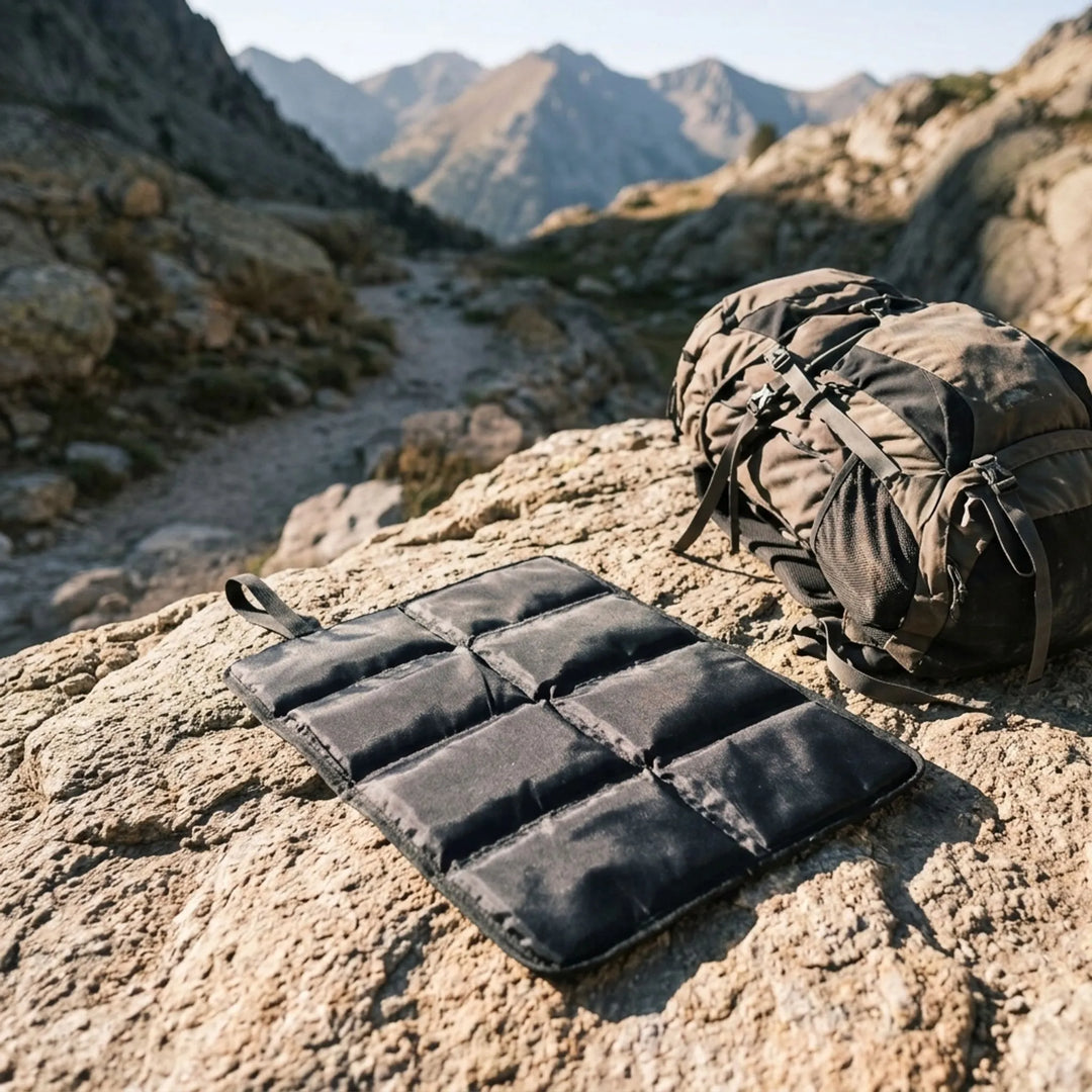 Unisex foldable camping seat pad, lightweight & portable for outdoor hiking & travel comfort.