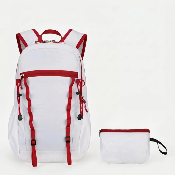 Cyan foldable hiking daypack, lightweight and packable for convenient travel and outdoor use.