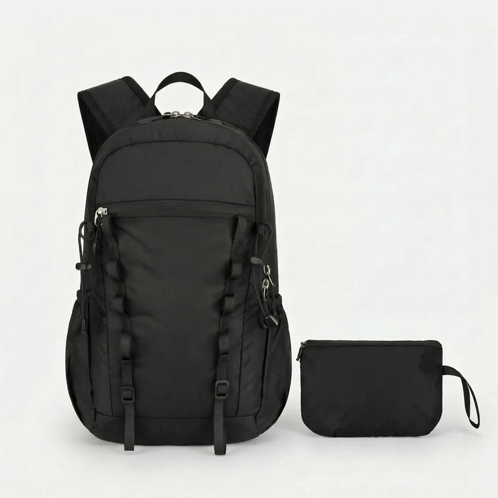 Packable & lightweight cyan hiking backpack, foldable for easy storage on any adventure.