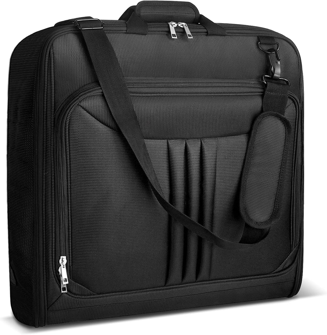 Unisex foldable garment bag for wrinkle-free suits, ideal carry-on for business travel.