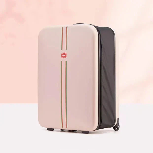 Convenient foldable travel bag with hard shell. Unisex rolling luggage, easy to store & transport.