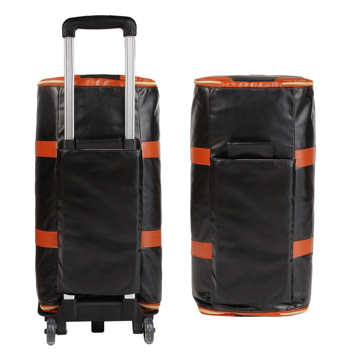 Carry-on rolling luggage, foldable design, versatile for organized travel.