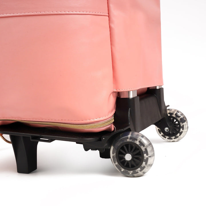 Sleek black waterproof foldable travel bag with sturdy wheels for smooth glide.