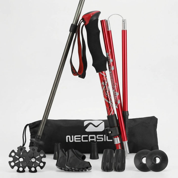 Ergonomic, foldable & telescopic trekking poles, premium outdoor equipment for comfortable hiking, walking & trail adventures.