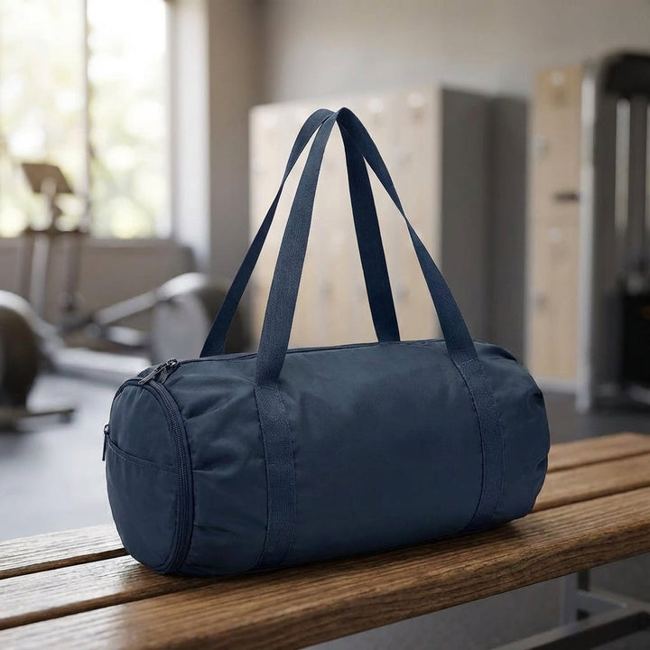 Unisex foldable travel duffel bag with a practical wet dry pocket, perfect for weekend trips or gym use.