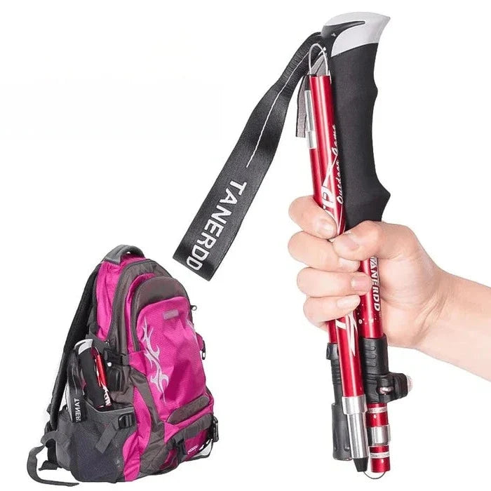 Durable, lightweight walking poles, adjustable & foldable. Perfect outdoor gear for trails, trekking & travel.