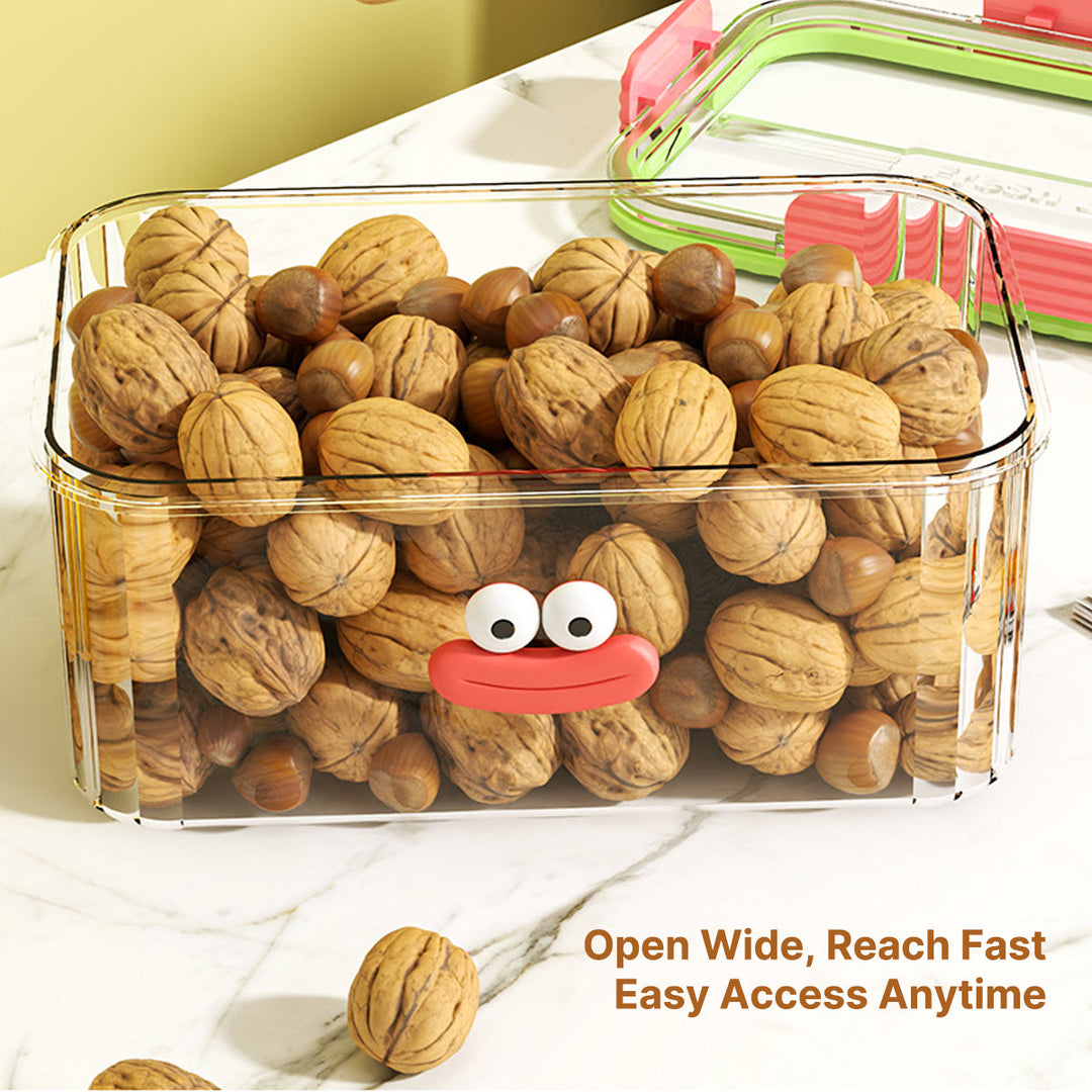 Close-up of fresh food storage box interior, ideal for camping meals & refrigerator storage