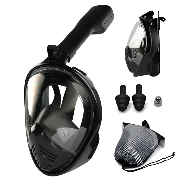 Unisex full face anti-fog scuba diving mask with panoramic view for underwater adventures.