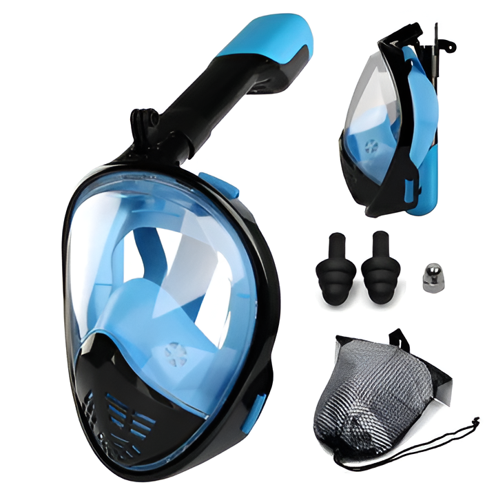 Unisex anti-fog full face mask, panoramic view, perfect swimming gear for scuba & snorkeling.