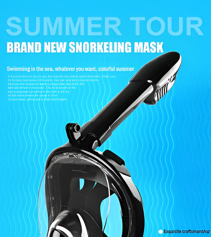 Unisex full face snorkel mask with camera mount, anti-fog, for capturing underwater moments.