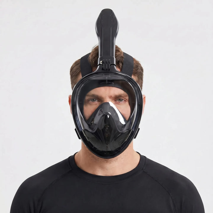 Anti-fog full-face diving mask for clear, comfortable snorkeling; perfect water sports gear.