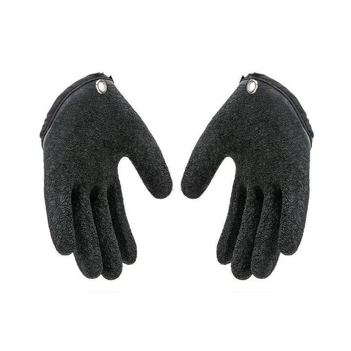 Magnetic release mechanism on full finger fishing glove, ensuring easy removal and secure fit