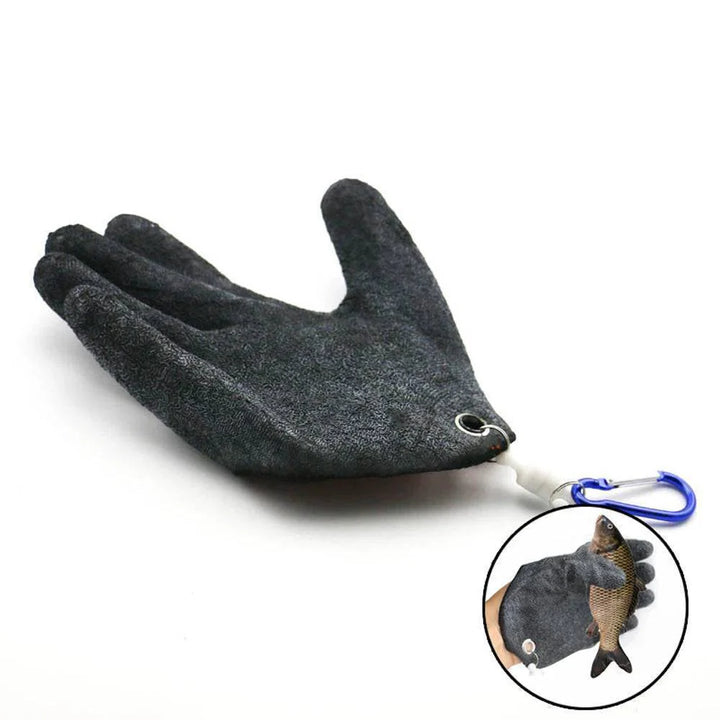 Pair of unisex magnet release full finger fishing gloves, offering cut and puncture protection