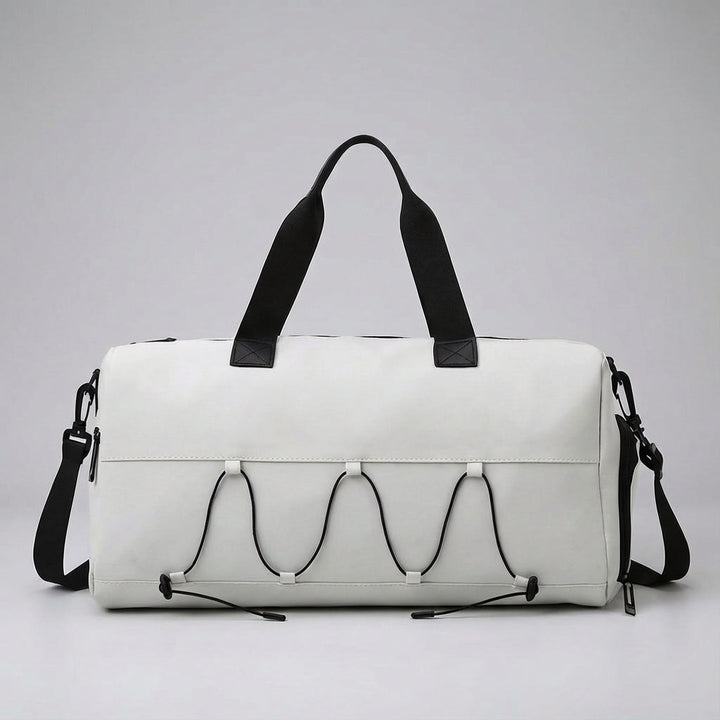 Versatile unisex travel duffel bag for gym, weekend or carry-on. Features organized compartments & dedicated shoe pocket.