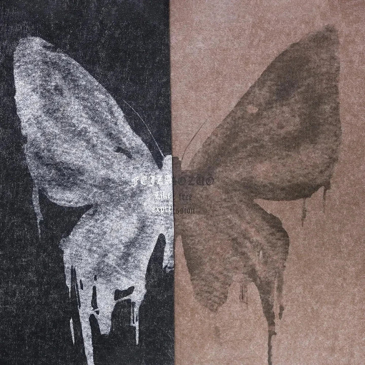 Unisex gray graphic cotton t-shirt featuring a beautiful butterfly design for a unique look. Comfortable.