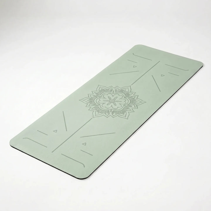 Premium unisex yoga mat with guided alignment, non-slip surface, ideal for enhanced practice.