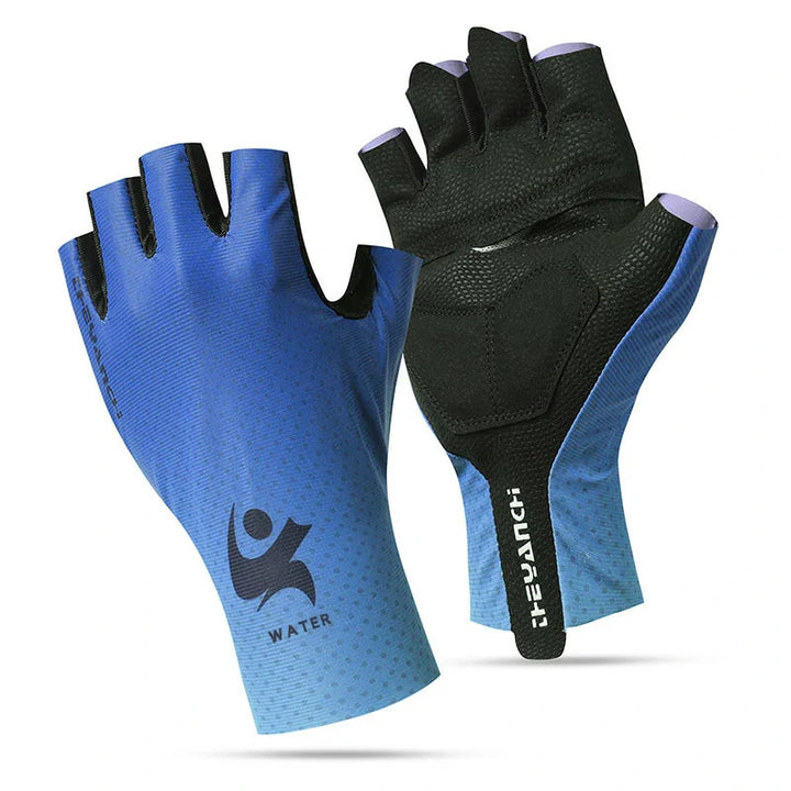 Shock absorbing half-finger cycling gloves, offering comfort and control for enthusiastic cyclists.