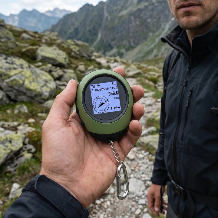 Waterproof handheld satellite GPS navigator for reliable outdoor travel & wilderness exploration.