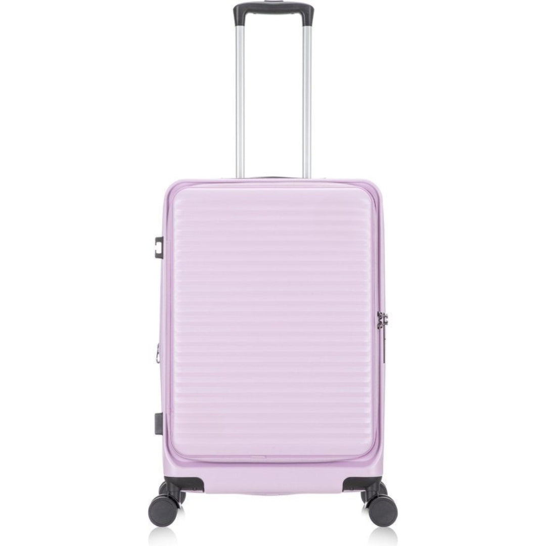 Lightweight expandable carry-on suitcase with easy-access laptop compartment & smooth spinner wheels.
