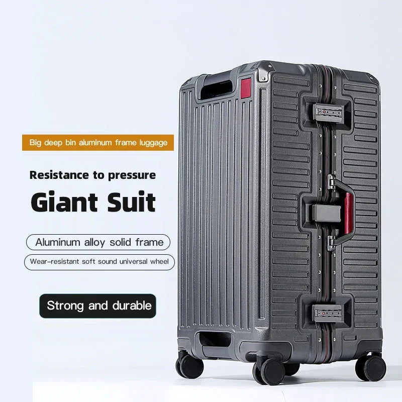 Durable hard shell luggage, perfect for vacation or business travel, airport ready with wide grip.