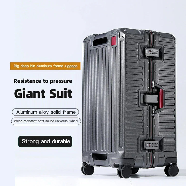Durable hard shell luggage, perfect for vacation or business travel, airport ready with wide grip.