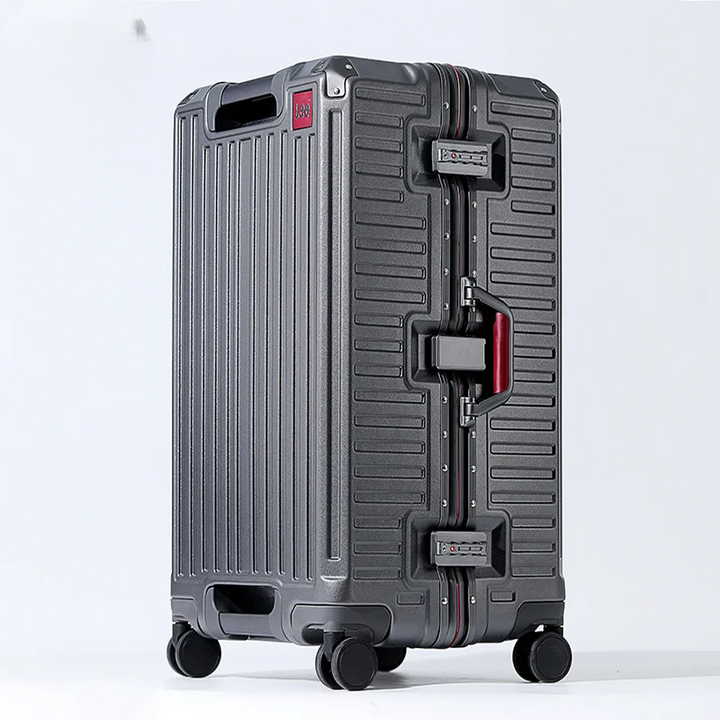 Robust hard shell suitcase with wide grip handle & spinner wheels ensures easy, airport-ready travel.