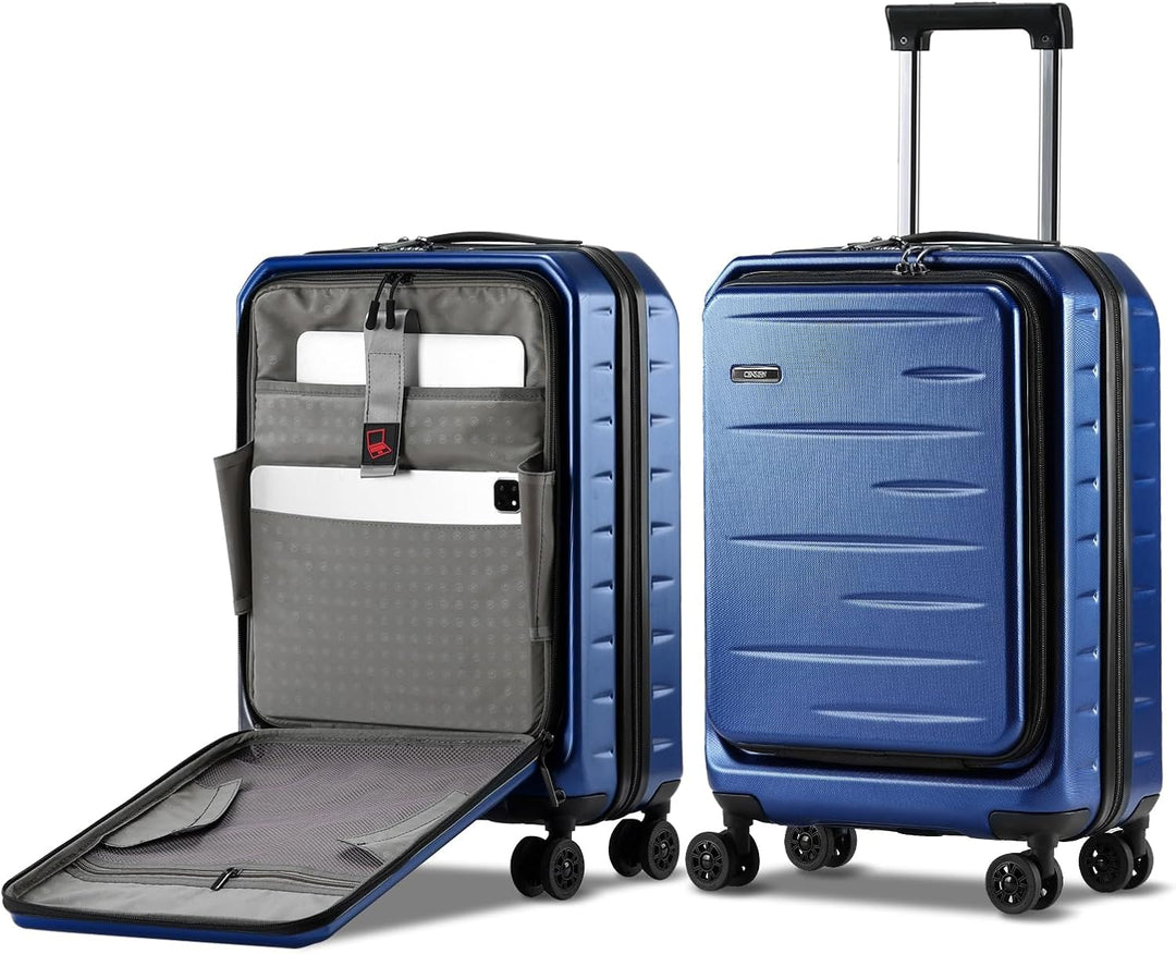 Unisex hardshell carry-on, expandable, with a smart front pocket & TSA combination lock.