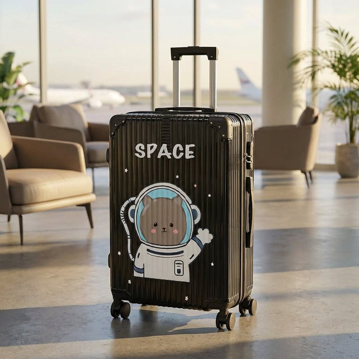 Unisex hardshell travel suitcase with vibrant graffiti print and smooth 360° spinner wheels.