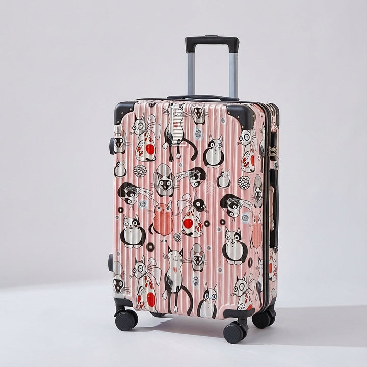Smooth 360° spinner hardshell suitcase with vibrant graffiti print, easy travel.