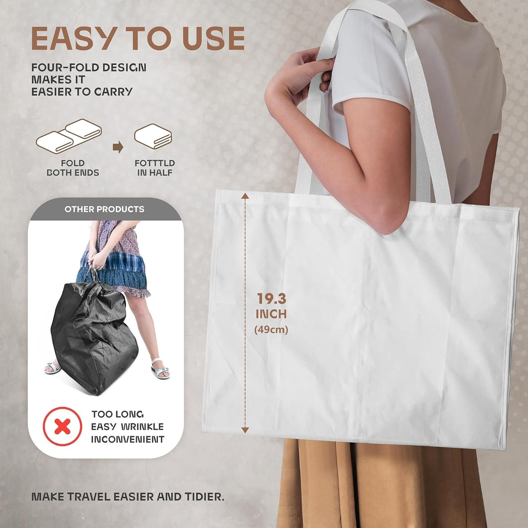 Heavy-duty garment bag set (two bags), clear window, accessory pockets for ultimate organization.