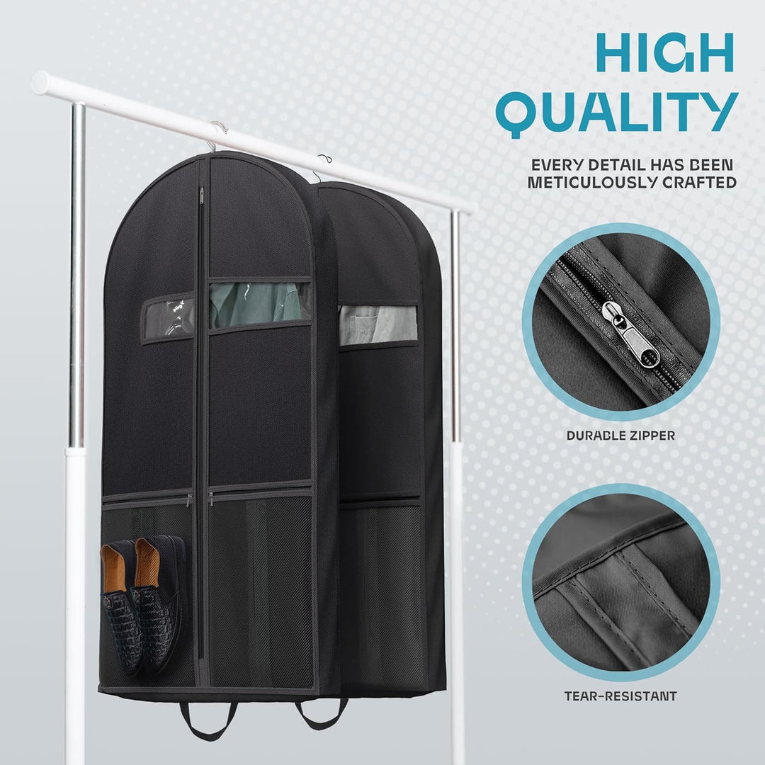 Travel dress bag set (1+1 FREE), robust, clear window & multiple pockets for protected clothes.