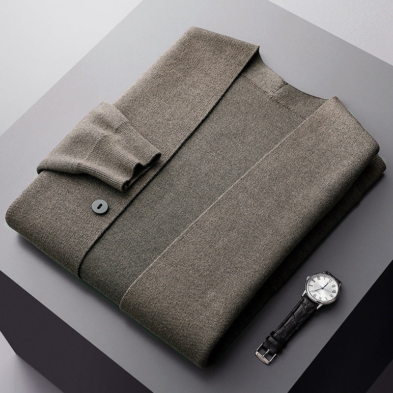 Classic striped unisex premium cardigan, a versatile button-up knit for elegant and comfortable layering.