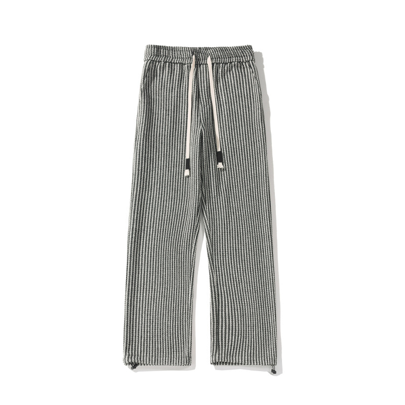 Chic unisex herringbone pattern sweatpants, relaxed fit, wide leg & comfortable for daily wear.