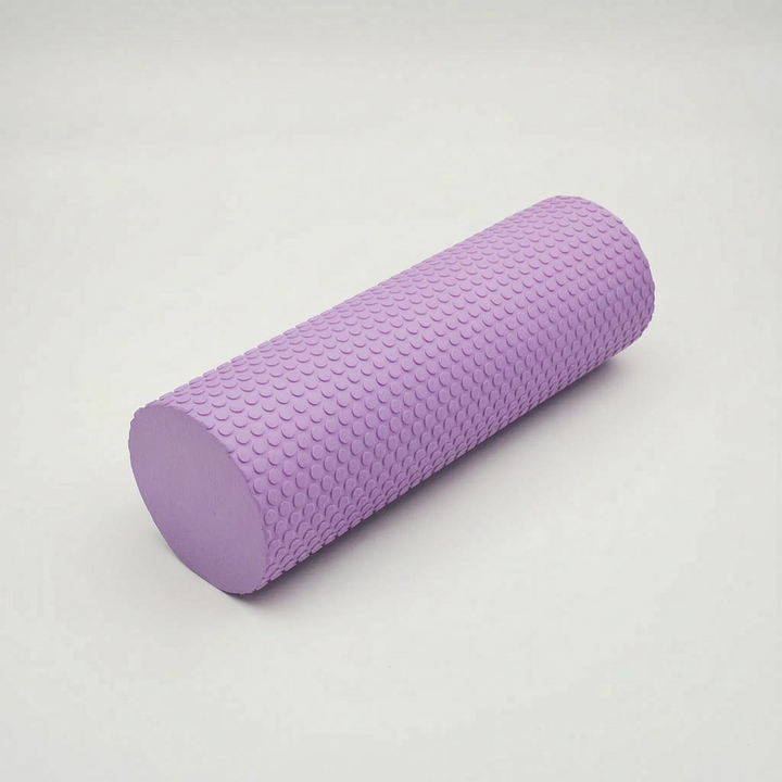 Close-up of high-density foam roller texture, ideal for deep tissue muscle relief, exercise & recovery.
