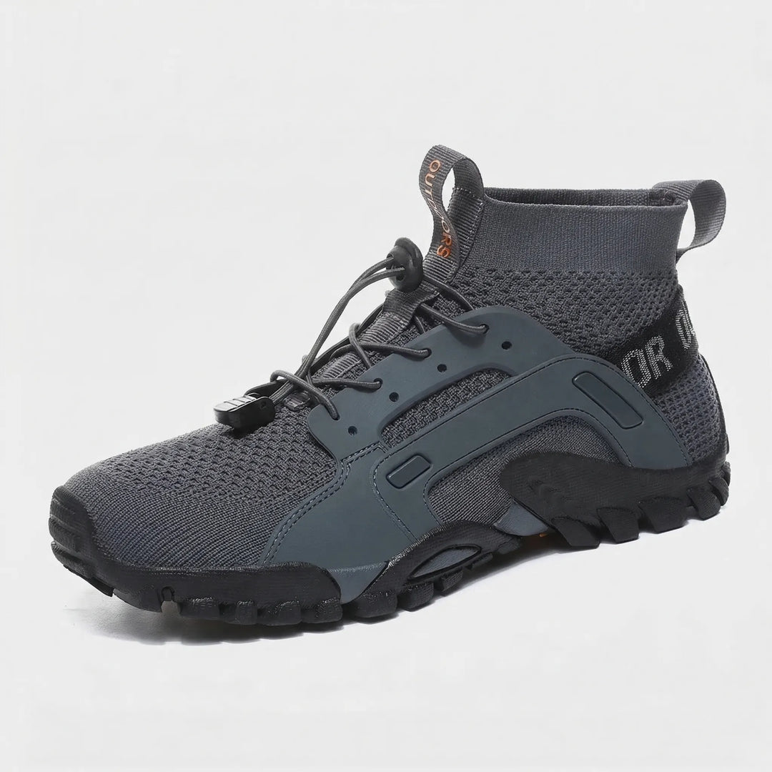 Rugged unisex high-top outdoor footwear. Excellent for trail running, hiking, trekking, and adventure sports.