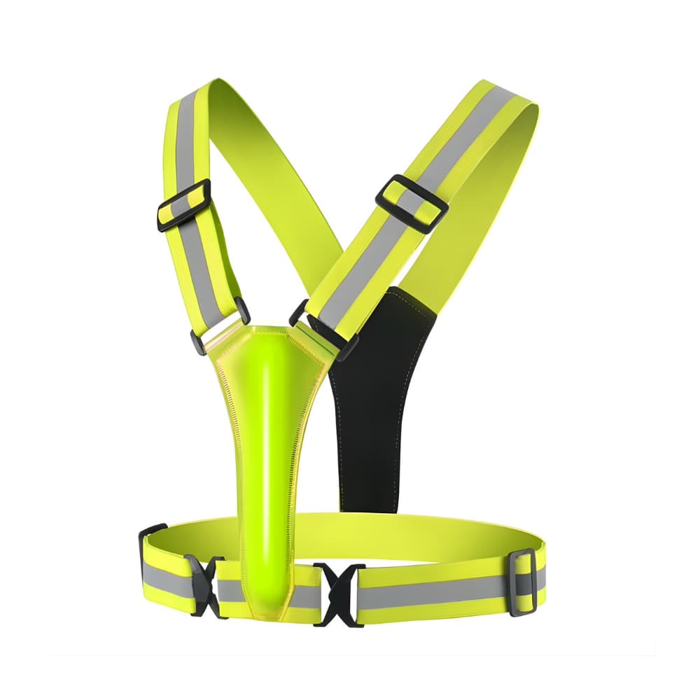 Unisex high visibility LED safety vest for nighttime running, with bright reflective strips and integrated lights