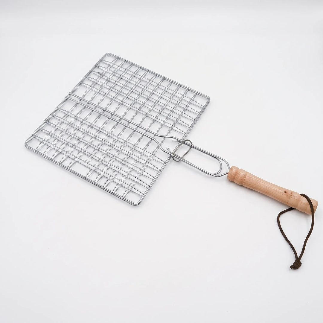 Versatile hinged grilling basket for outdoor cooking. Easy-flip design perfect for BBQ fish, vegetables & more.