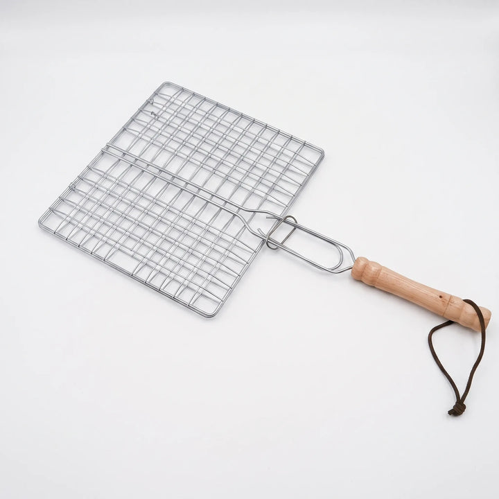 Versatile hinged grilling basket for outdoor cooking. Easy-flip design perfect for BBQ fish, vegetables & more.