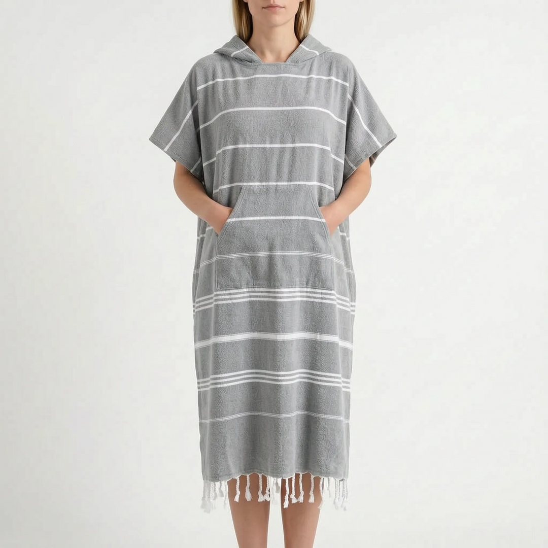 Stylish unisex hooded swim coverup. Practical quick-dry beach towel changing robe for all water activities.