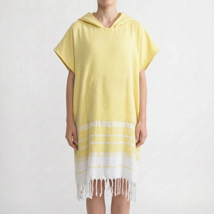 Beach changing towel poncho, offers privacy & warmth after swimming or water sports.
